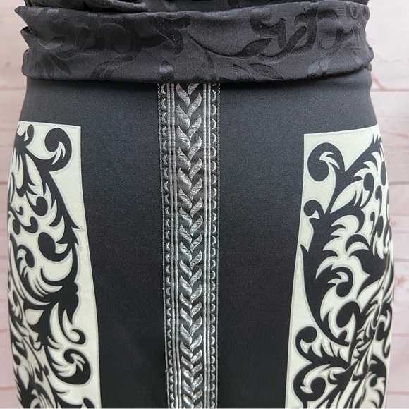 Nicole Miller Collection Elegant Silk Damask Floral Gown Maxi Dress - Picture 7 of 13